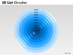 3d list circular diagram with 8 stages