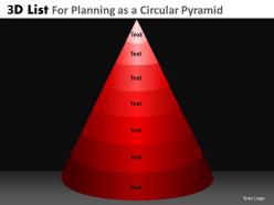3d list for planning as a circular pyramid powerpoint slides and ppt templates db