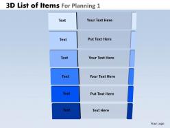 3d list of items for planning 1 powerpoint slides and ppt templates db