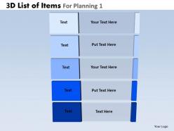 3d list of items for planning 1 powerpoint slides and ppt templates db
