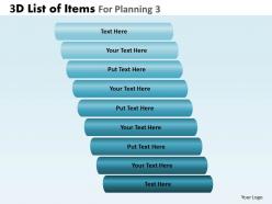 3d list of items for planning 3 powerpoint slides and ppt templates db