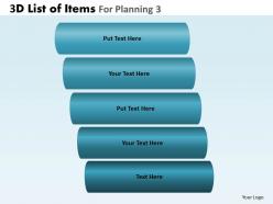 3d list of items for planning 3 powerpoint slides and ppt templates db