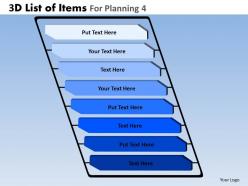 3D List Of Items For Planning 4 Powerpoint Slides And Ppt Templates DB