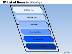 3d list of items for planning 4 powerpoint slides and ppt templates db