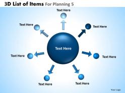 3d list of items for planning 5 powerpoint slides and ppt templates db