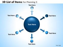 3d list of items for planning 5 powerpoint slides and ppt templates db