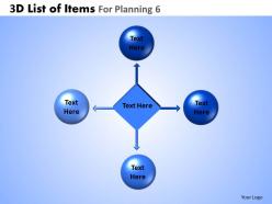 3d list of items for planning 6 powerpoint slides and ppt templates db