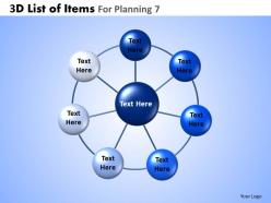 3d list of items for planning 7 powerpoint slides and ppt templates db