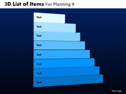 3D List Of Items For Planning 9 Powerpoint Slides And Ppt Templates DB