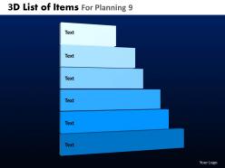 3d list of items for planning 9 powerpoint slides and ppt templates db