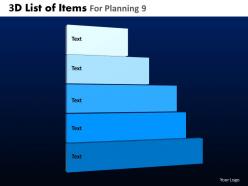 3d list of items for planning 9 powerpoint slides and ppt templates db