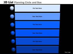 3d list planning circle and box powerpoint slides and ppt templates db