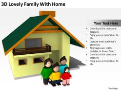3d lovely family with home ppt graphics icons powerpoint
