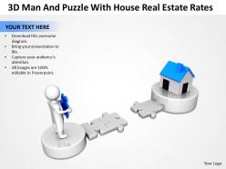 3d man and puzzle with house real estate rates ppt graphic icon