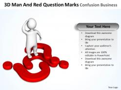 3d man and red question marks confusion business ppt graphics icons