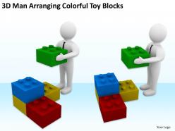 3d Man Arranging Colorful Toy Blocks Ppt Graphics Icons Powerpoint