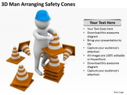 3d man arranging safety cones ppt graphics icons powerpoint