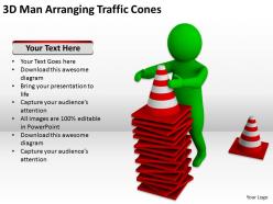 3d man arranging traffic cones ppt graphics icons powerpoint