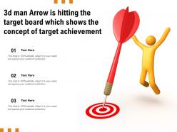 3d man arrow is hitting the target board which shows the concept of target achievement