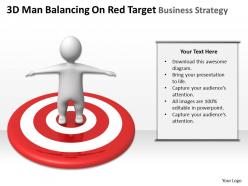 3d man balancing on red target business strategy ppt graphics icons