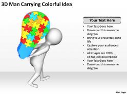 3d man carrying colorful idea ppt graphics icons