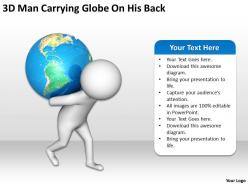 3d man carrying globe on his back ppt graphics icons