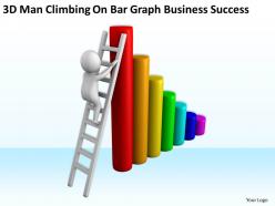3d man climbing on bar graph business success ppt graphics icons powerpoint