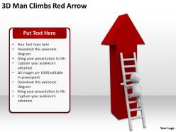 3d man climbs red arrow ppt graphics icons powerpoint