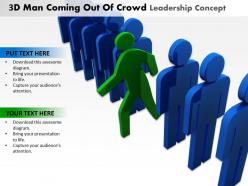 3d man coming out of crowd leadership concept ppt graphics icons