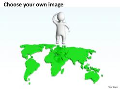 3d man confused world map path to go ppt graphic icon