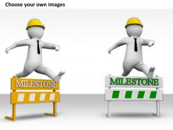 3d man crossing the milestone ppt graphics icons powerpoint