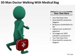 3d man doctor walking with medical bag ppt graphics icons