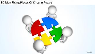 3d man fixing pieces of circular puzzle ppt graphics icons powerpoint