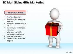 3d man giving gift marketing ppt graphics icons