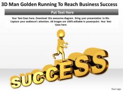 3d man golden running to reach business success ppt graphics icons powerpoint