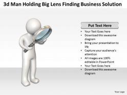 3d Man Holding Big Lens Finding Business Solution Ppt Graphic Icon