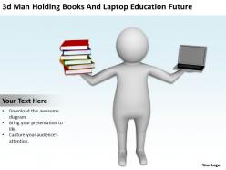 3d man holding books and laptop education future ppt graphics icons