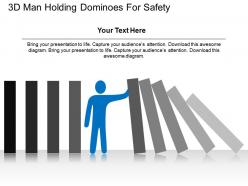 3d Man Holding Dominoes For Safety Flat Powerpoint Design