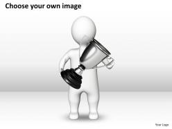 3d man holding golden trophy winner competition concept ppt graphics icons