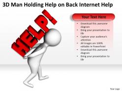 3d man holding help on back internet help ppt graphics icons powerpoint