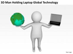 3d man holding laptop global technology ppt graphics icons