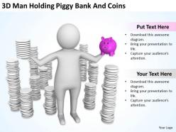 3d man holding piggy bank and coins ppt graphics icons powerpoint