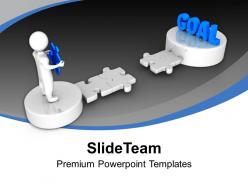 3d man holds puzzle to reach goal powerpoint templates ppt themes and graphics 0113