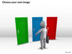 3d man in front of three doors ppt graphics icons