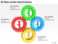 3d man inside colorful gears ppt graphics icons powerpoint