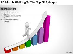 3d man is walking to the top of a graph ppt graphics icons