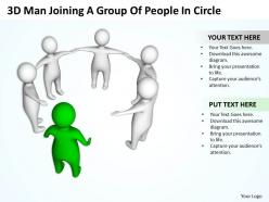 3d man joining a group of people in circle cooperation ppt graphics icons