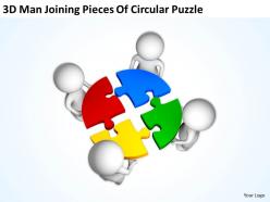 3d man joining pieces of circular puzzle ppt graphics icons powerpoint