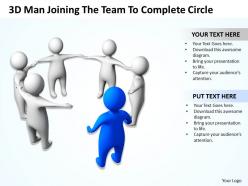 3d man joining the team to complete circle leadership ppt graphics icons