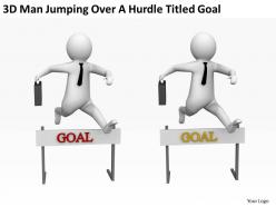 3d man jumping over a hurdle titled goal ppt graphics icons powerpoint